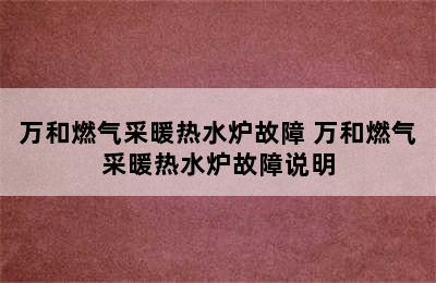 万和燃气采暖热水炉故障 万和燃气采暖热水炉故障说明